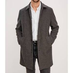 NEW RAILS men's hockney coat in grey check plaid